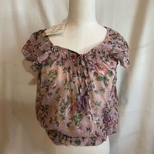 Fun & Flirt Floral Blouse in Pink and Purple